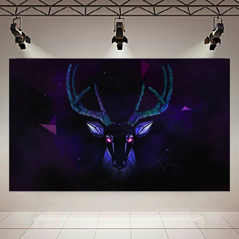 تابلو بوم طرح بلک لایت گوزن بنفش مدل ایزومتریک کد AR31233