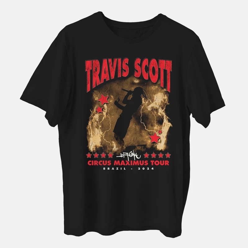 تی‌شرت آستین کوتاه مردانه باهرپوش شرق مدل ترویس اسکات هیپ هاپ کد z349