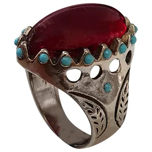 انگشتر نقره مردانه مدل یاقوت Y1911