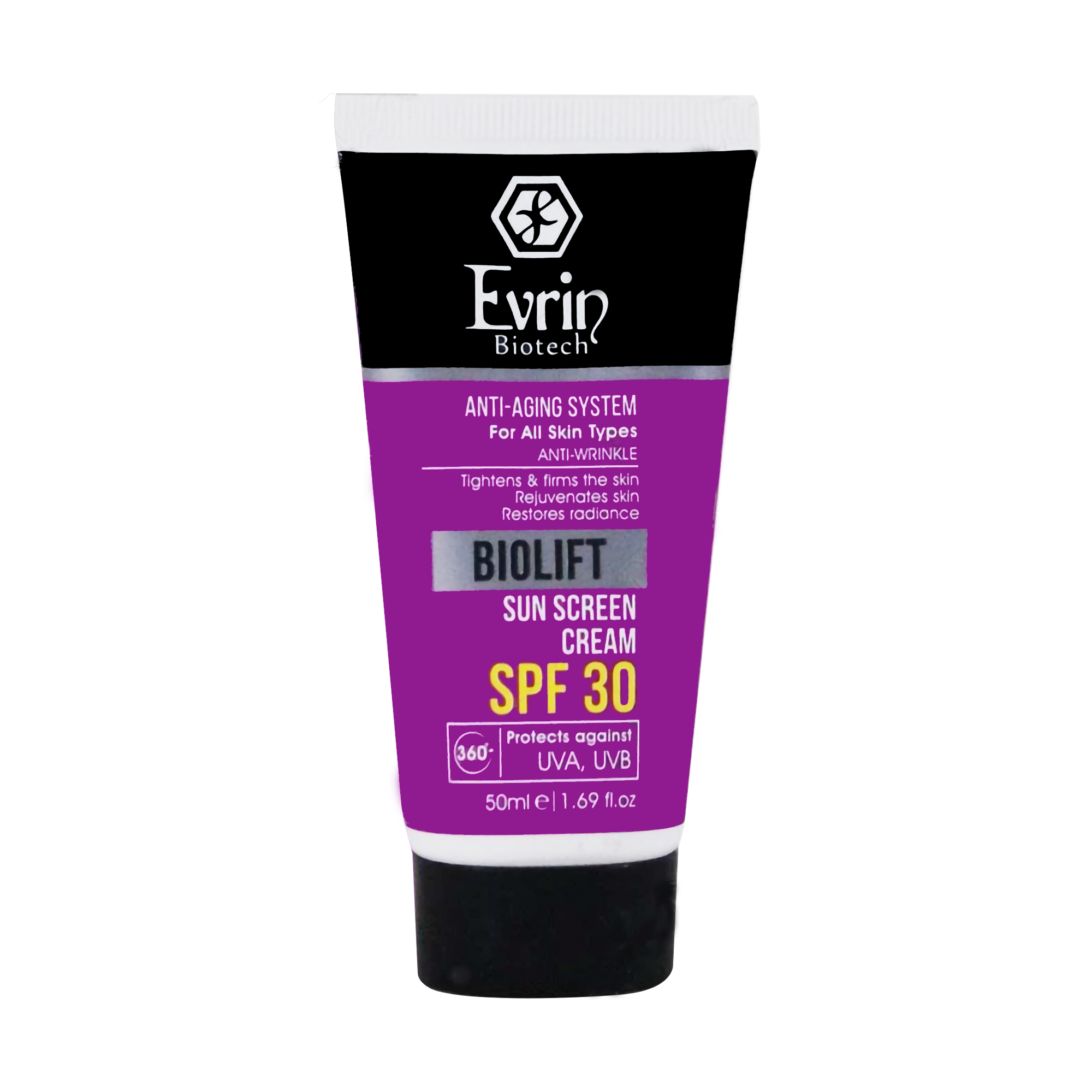 کرم ضد آفتاب بدون رنگ اورین +SPF 30 مدل biolift ‌مناسب انواع پوست حجم 50 میلی‌لیتر