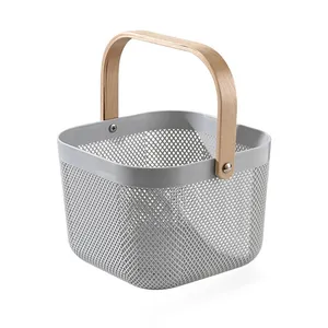 سبد آشپزخانه لیمون مدل مربع دسته چوبی کد 2423