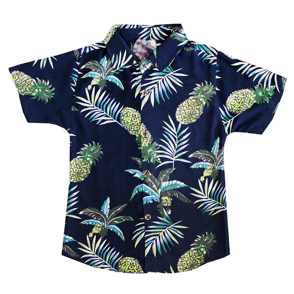 پیراهن پسرانه مدل هاوایی رنگ سرمه ای
