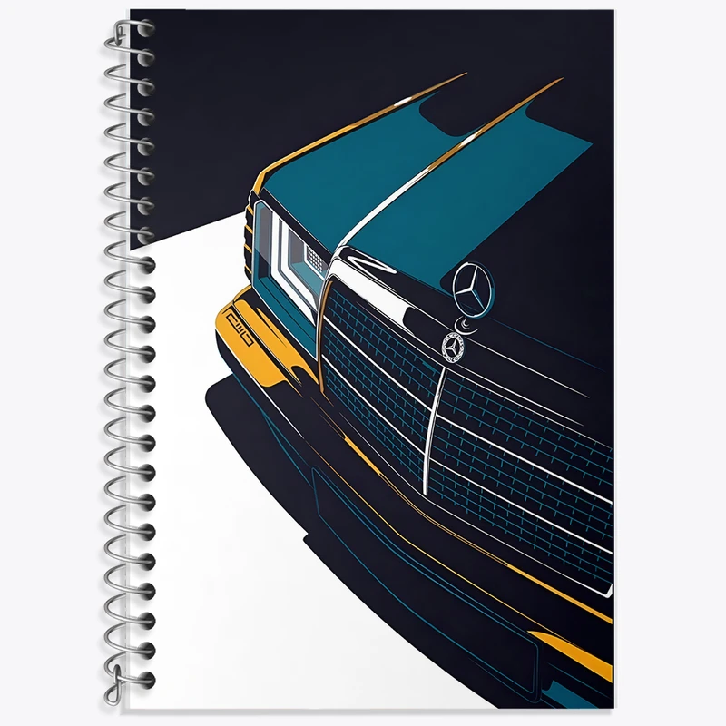 دفتر زبان 50 برگ خندالو مدل دو خط طرح ماشین کلاسیک کد F5229