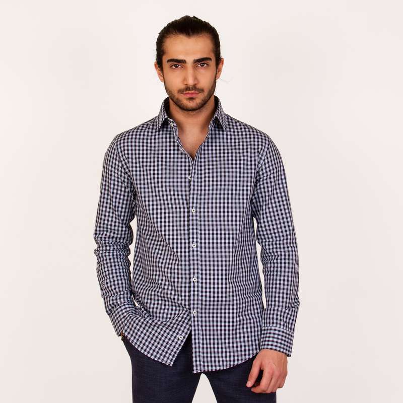 پیراهن آستین بلند مردانه ان سی نو مدل چهارخانه روبن مشکی