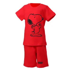 ست تی شرت و شلوارک پسرانه مدل اسنوپی کد snopy-r-2