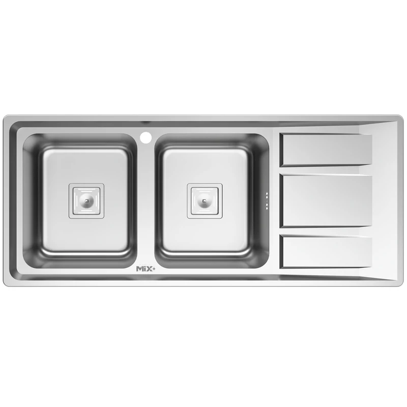 سینک ظرفشویی استیل توکار دو لگنه میکس پلاس مدل 8042-S