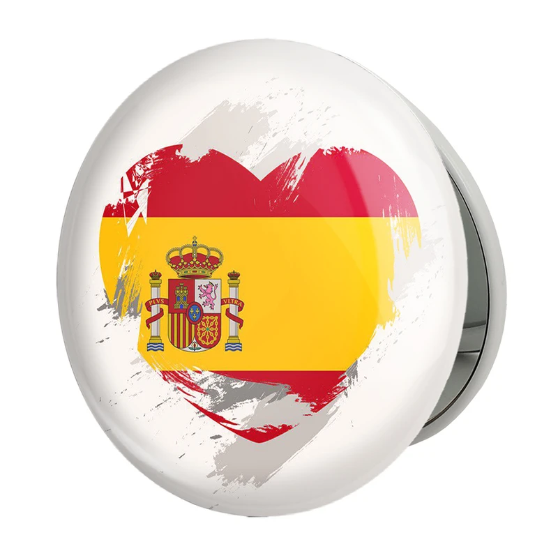 آینه جیبی خندالو طرح تیم ملی اسپانیا مدل تاشو کد 2034 