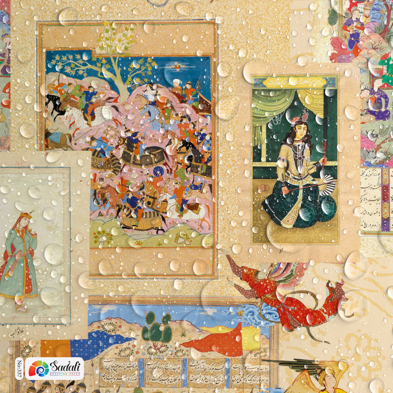 کاغذ کادو صدفی طرح شاهنامه بسته 2 عددی