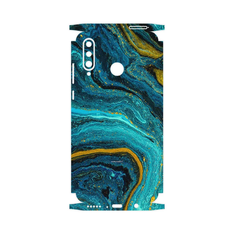 برچسب پوششی ماهوت مدل Turquoise marblewith golden streaks-FullSkin مناسب برای گوشی موبایل هوآوی P30 Lite (24 MP Camera)