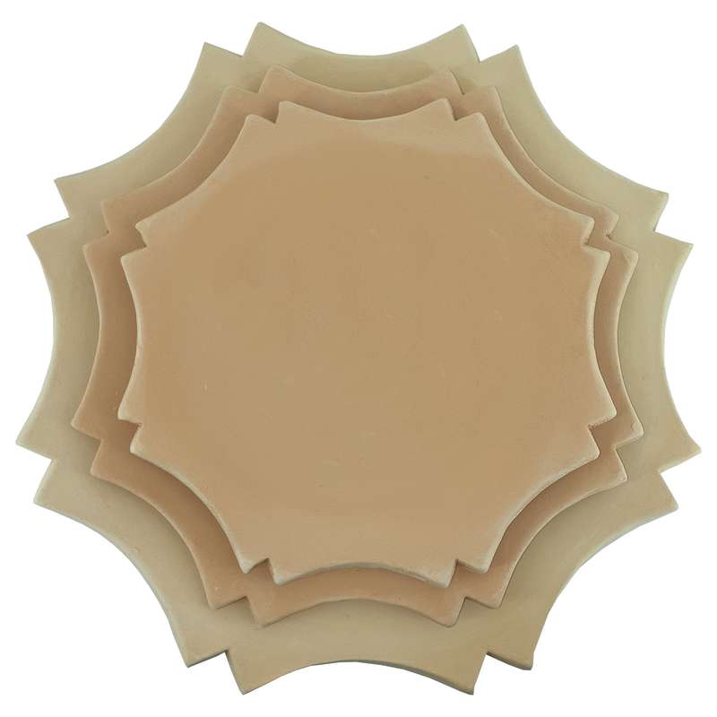 بشقاب سفالی خام مدل هشت وجهی کد HASH103 مجموعه سه عددی