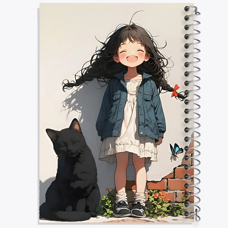 دفتر مشق 100 برگ خندالو طرح دختر و گربه کد F7260