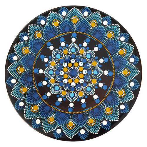 بشقاب دیوارکوب سفالی طرح نقطه کوبی مدل NILI