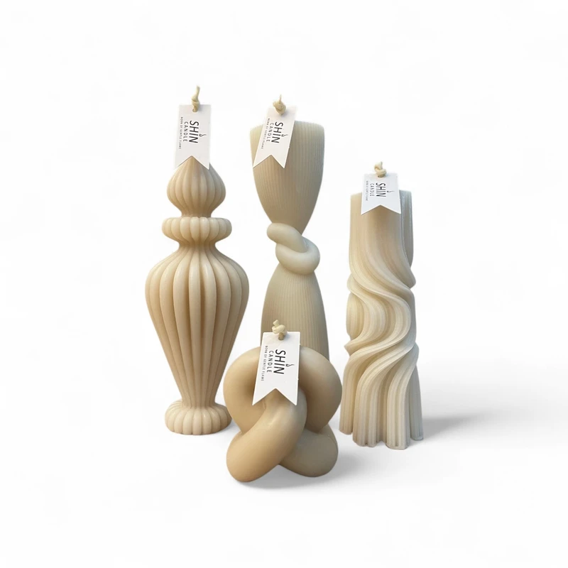 شمع دست‌ساز بدون‌بو شین مدل تیر مجموعه ۴ عددی