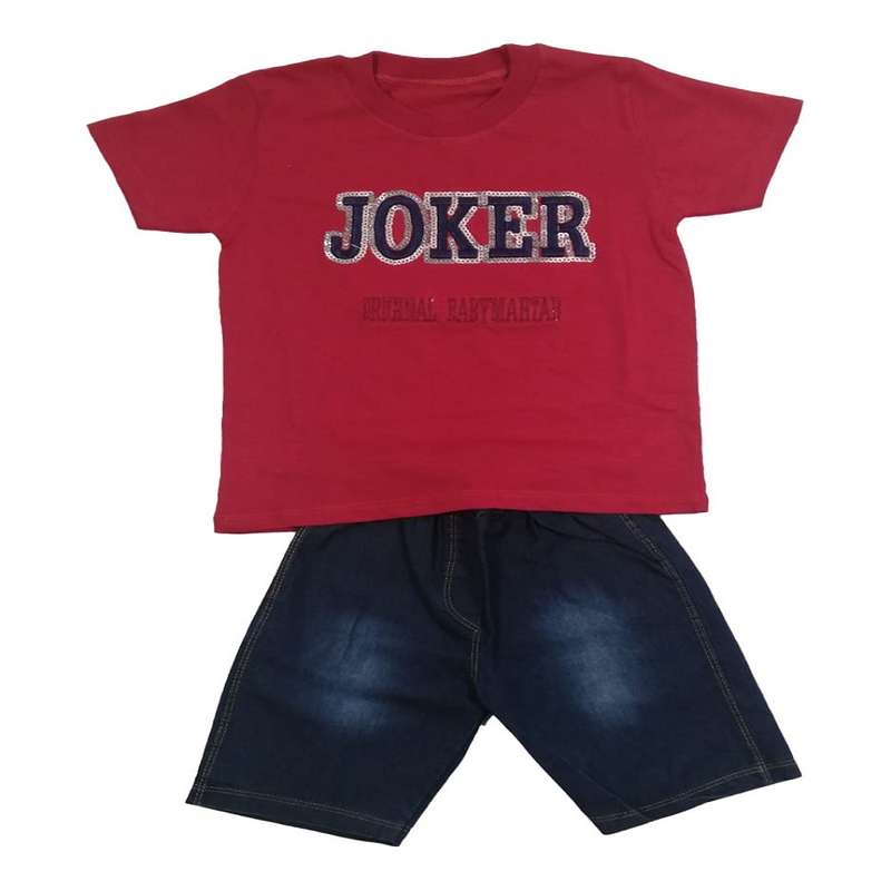 ست تی شرت آستین کوتاه و شلوارک پسرانه مدل Joker