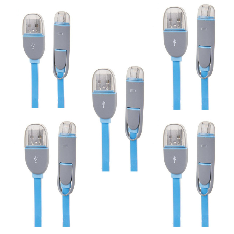 کابل تبدیل USB به microUSB / لایتنینگ مدل دوسر طول 1 متر بسته 5 عددی