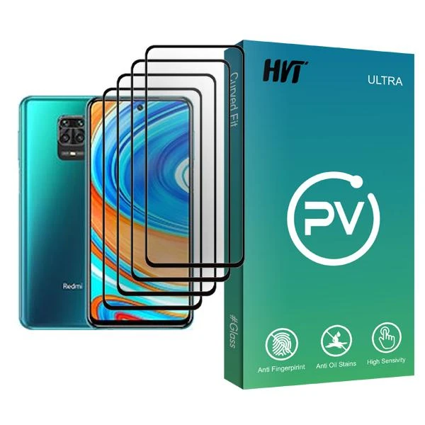 محافظ صفحه نمایش اچ وی تی مدل PV Glass MIX004 مناسب برای گوشی موبایل شیائومی Redmi Note 9 Pro Max بسته چهار عددی