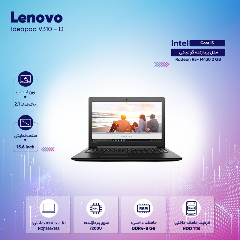 لپ تاپ 15.6 اینچی لنوو مدل Ideapad V310 - D لپ تاپ 15.6 اینچی لنوو مدل Ideapad V310 - D