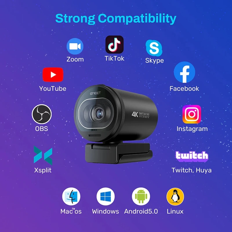 عکس شماره 3 : وب کم ایمیت مدل 4k 60fps tof autofocus