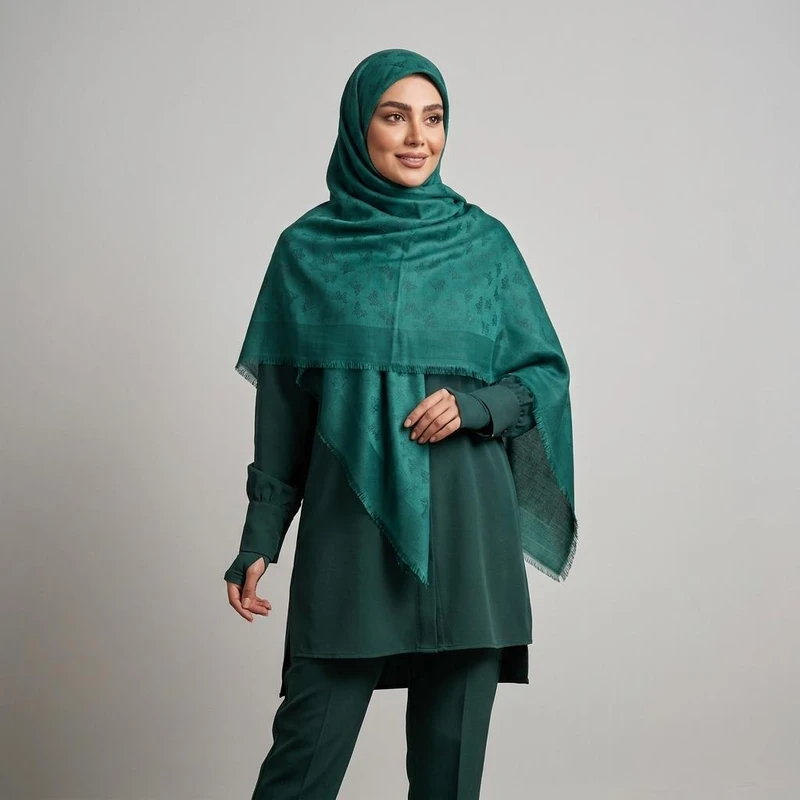 روسری زنانه مدل نخی ژاکارد پروانه ای دور ریش چهار فصل