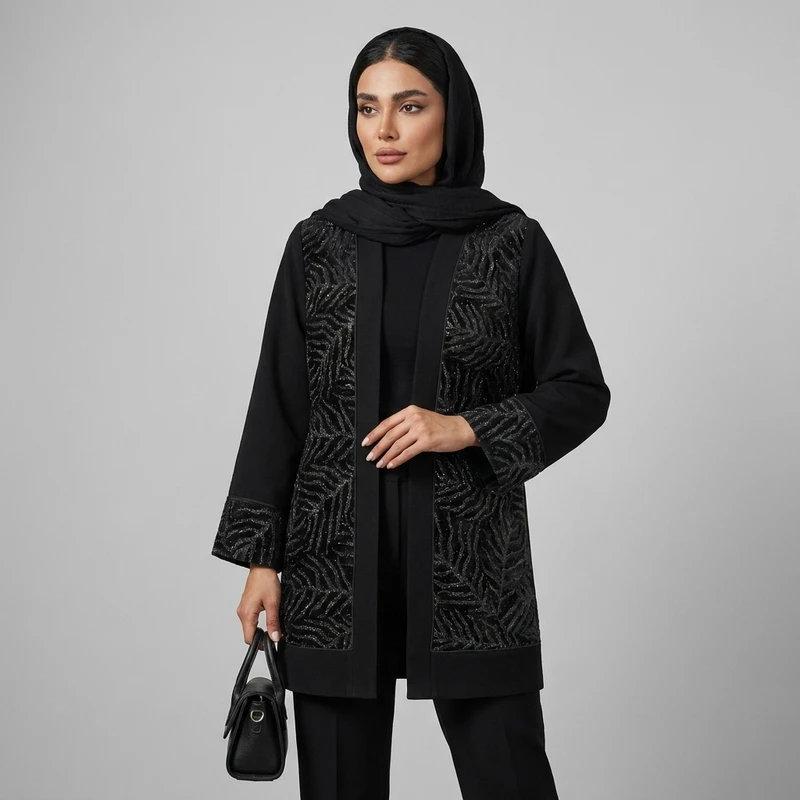 مانتو جلو باز زیر باسن زنانه مدل هندی کد 027