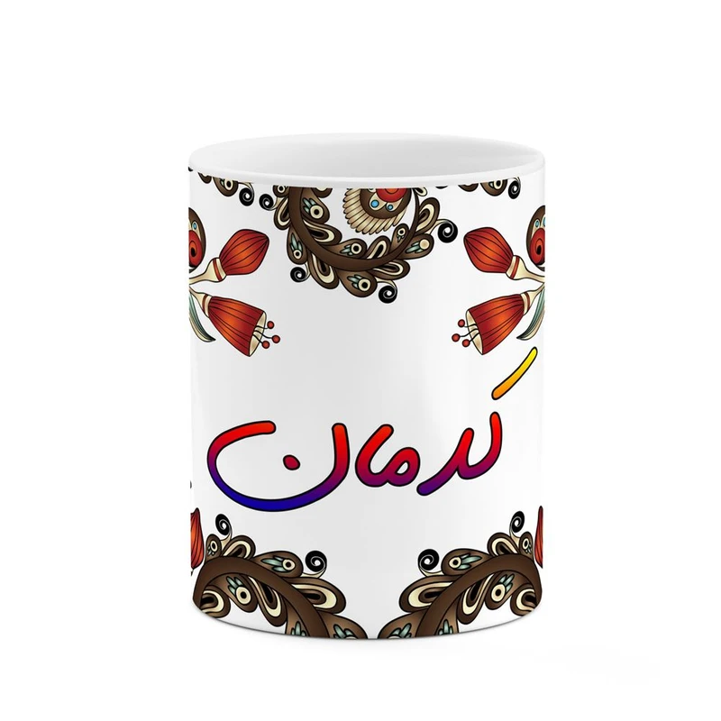 ماگ کاکتی مدل اسم کدمان طرح سنتی گل و بته کد mgh46576