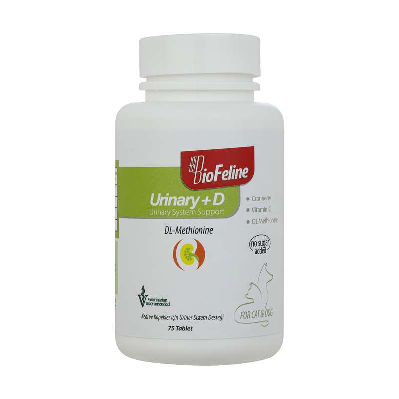 قرص مکمل ادرار سگ و گربه بیوفلین مدل Urinary+D بسته 75 عددی