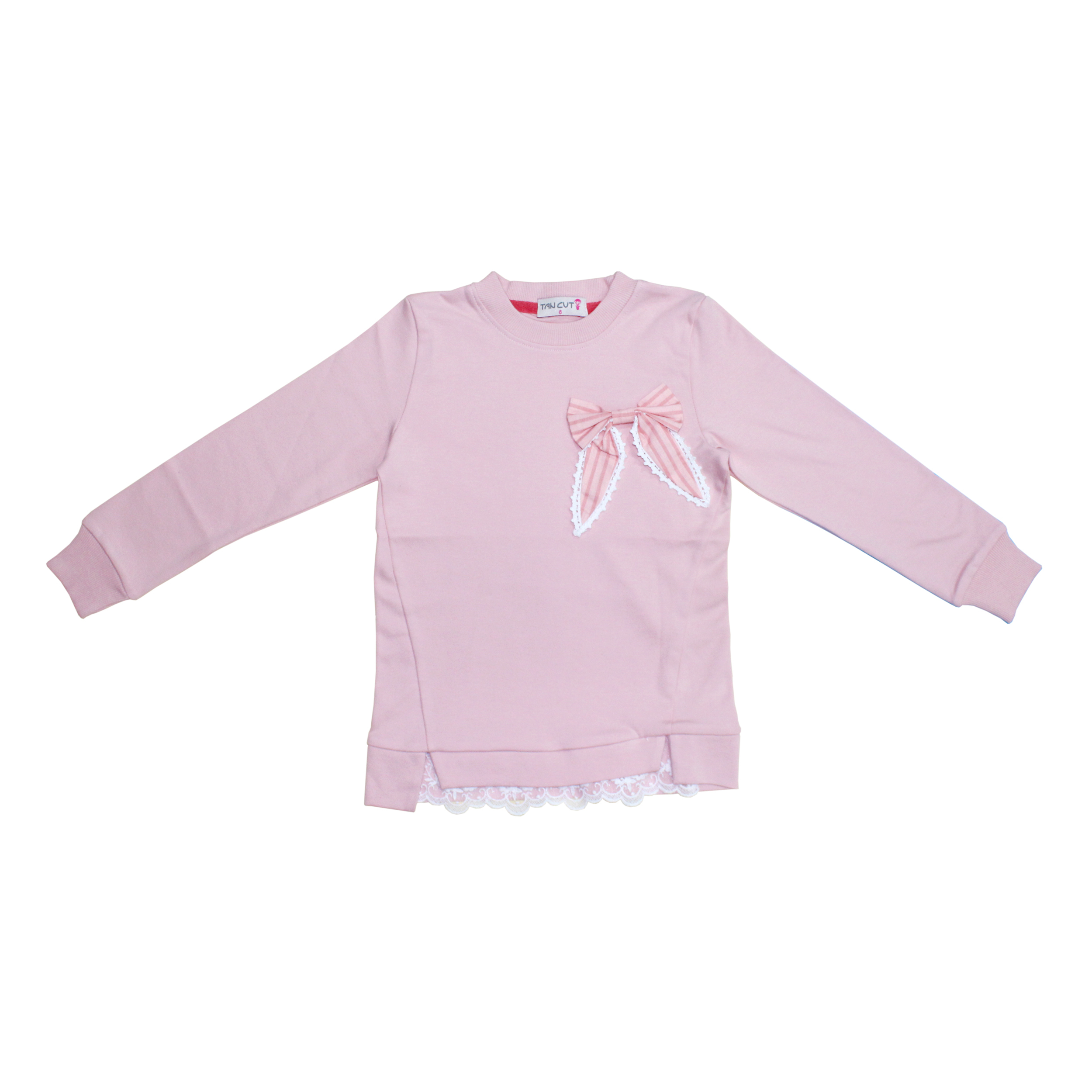 سویشرت دخترانه طرح پاپیون مدل 20286 رنگ گلبهی