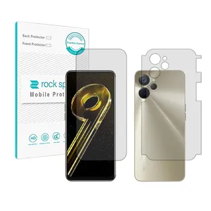 Rockspace HyGEL model transparent screen protector suitable for Realme 9i 5G mobile phone along with the back of the phone