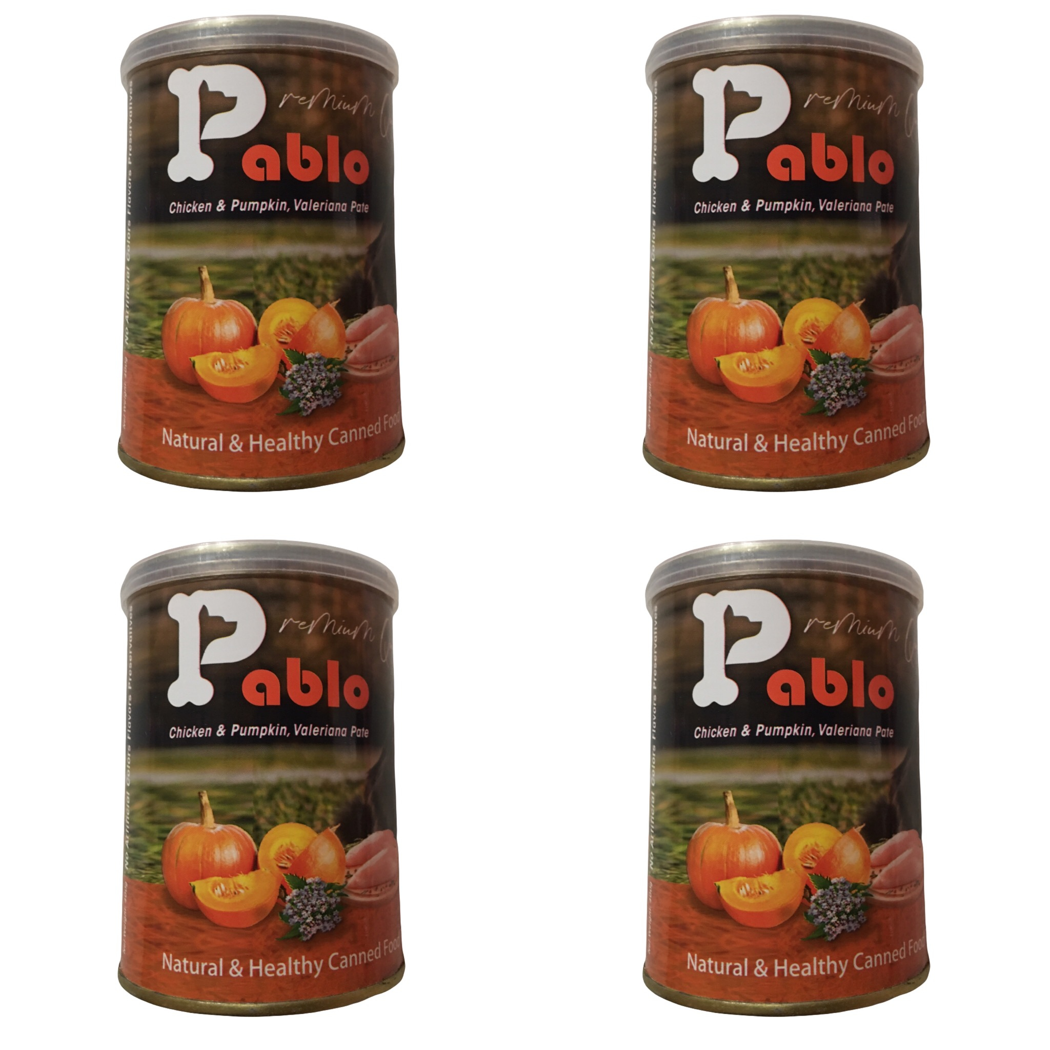 کنسرو غذای گربه پابلو مدل مرغ و کدو تنبل و سنبل الطیب .زن 1600 گرم بسته 4 عددی