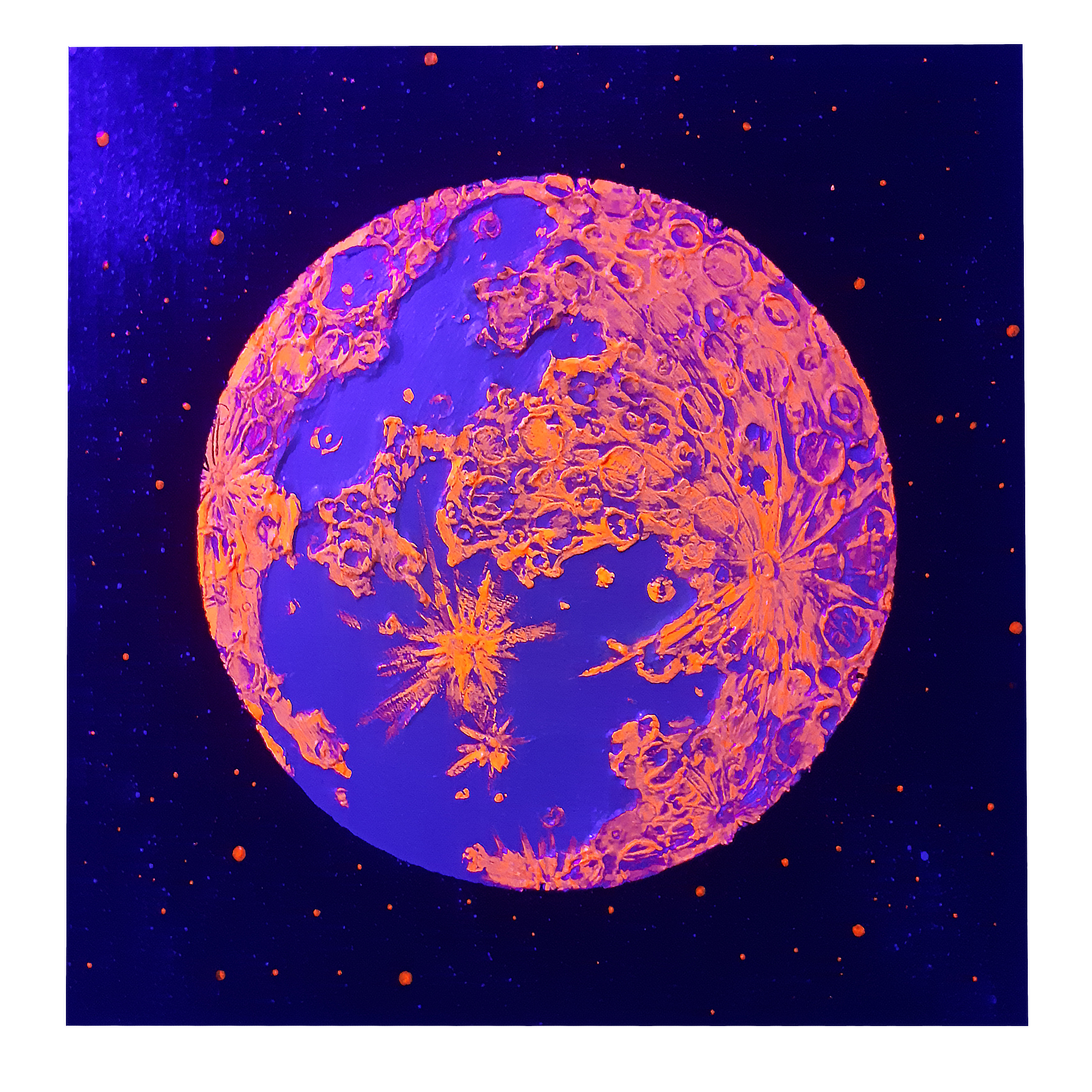 تابلو نقاشی اکریلیک مدل بلک لایت طرح ماه کد 18
