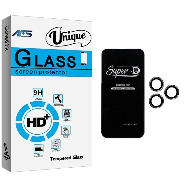 محافظ صفحه نمایش ای اف اس مدل Unique SuperD مناسب برای گوشی موبایل اپل iPhone 14 Pro Max  به همراه محافظ لنز گوشی
