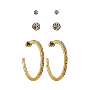 گوشواره زنانه سیکس مدل نگینی کد SS0164 مجموعه 3 عددی