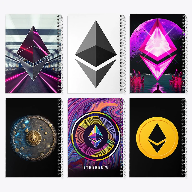 دفتر مشق 50 برگ خندالو طرح ارز دیجیتال اتریوم کد 557 مجموعه 6 عددی