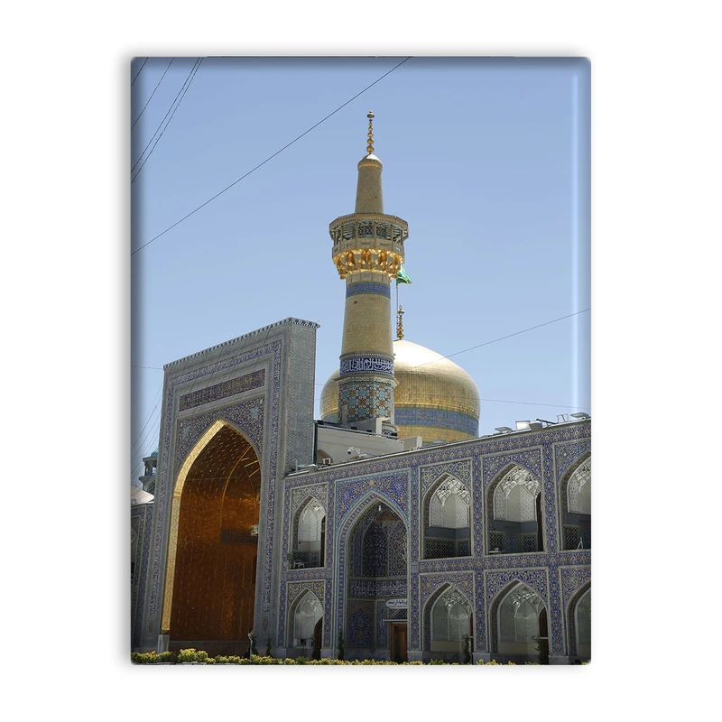 کاشی اطلس آبی طرح گنبد و گلدسته علی بن موسی  مدل T4989