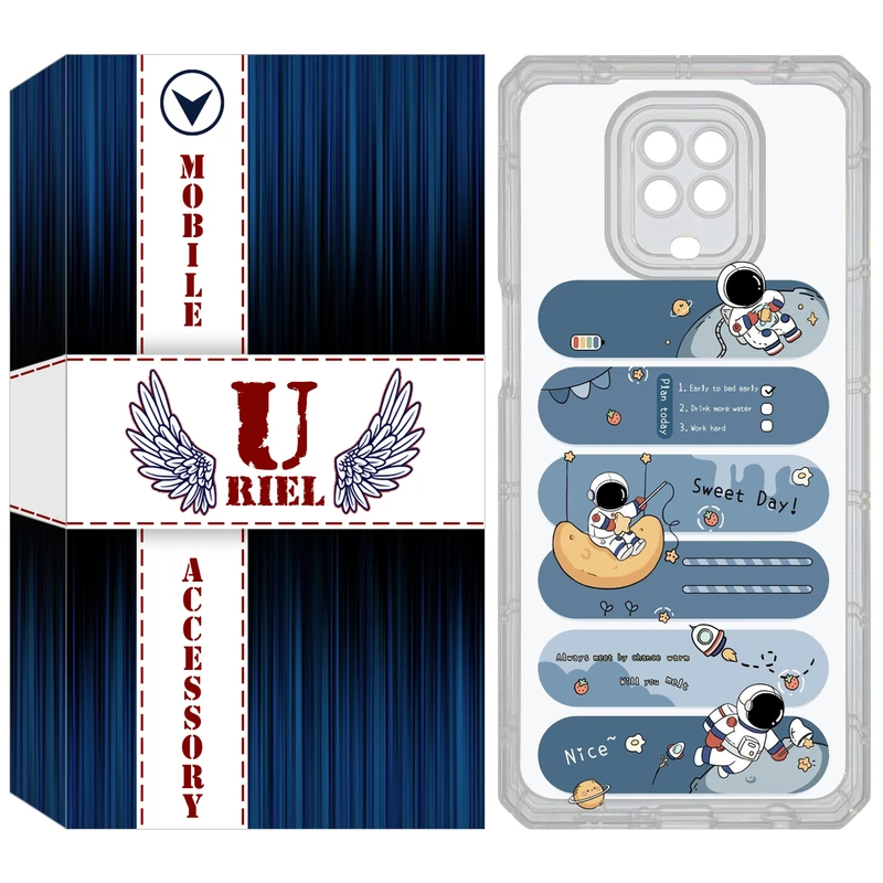 کاور یوریل مدل Clear کد 18 طرح فضانورد مناسب برای گوشی موبایل شیائومی Redmi Note 9S / Note 9 Pro / Note 9 Pro Max