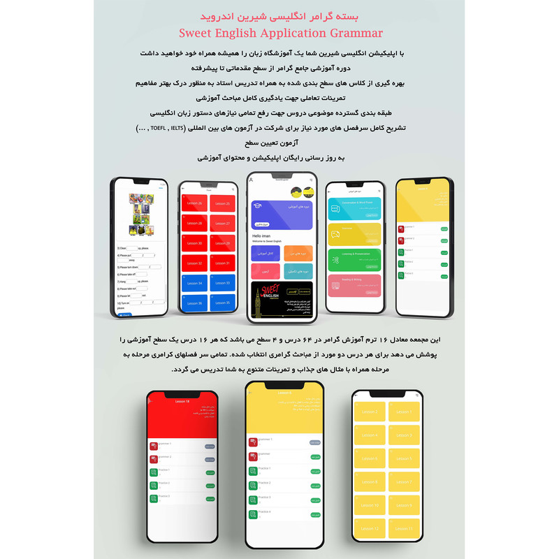 اپلیکیشن آموزش گرامر انگلیسی شیرین اندروید نشر ساتل