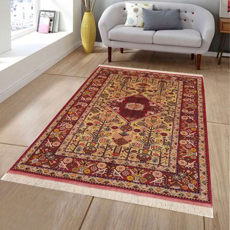 فرش دستبافت یک و نیم متری طرح قشقایی کد AA480