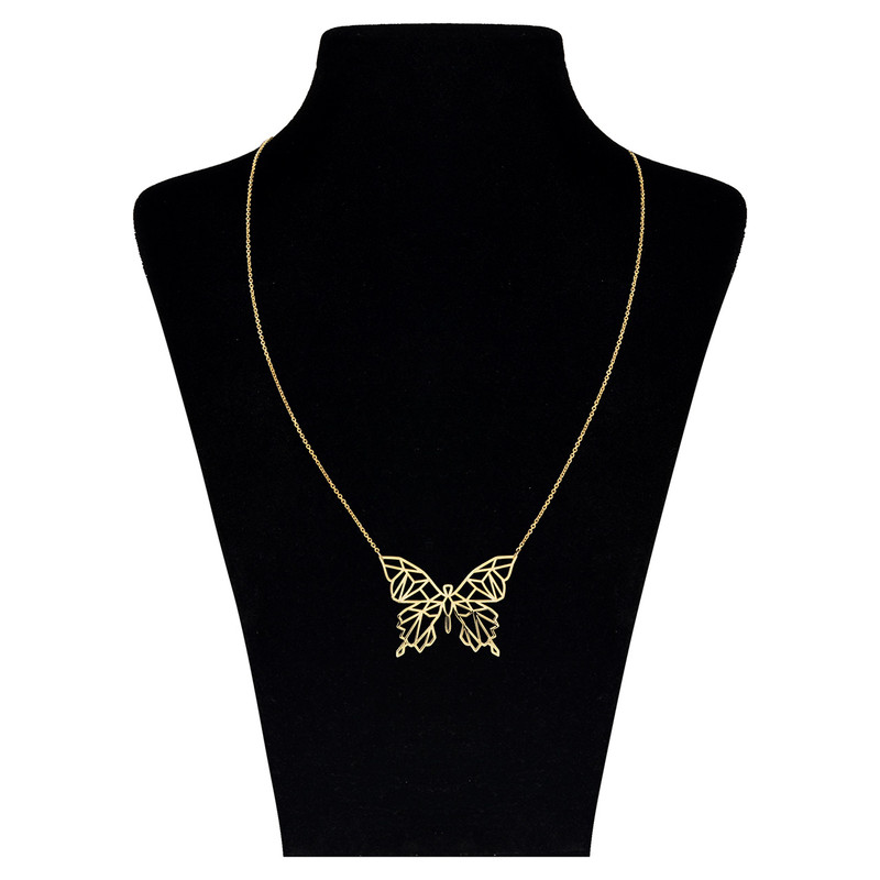 گردنبند طلا 18 عیار زنانه با طرح حلقه‌ای (فلامینگو) نیکان گلد مدل پروانه کد KF590