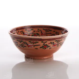  کاسه سفالی آرانیک ‎‎‎نقاشی زیر لعابی  رنگ‎ ‎اخرایی‎ ‎‎طرح‎ ‎سهره مدل  1004000097