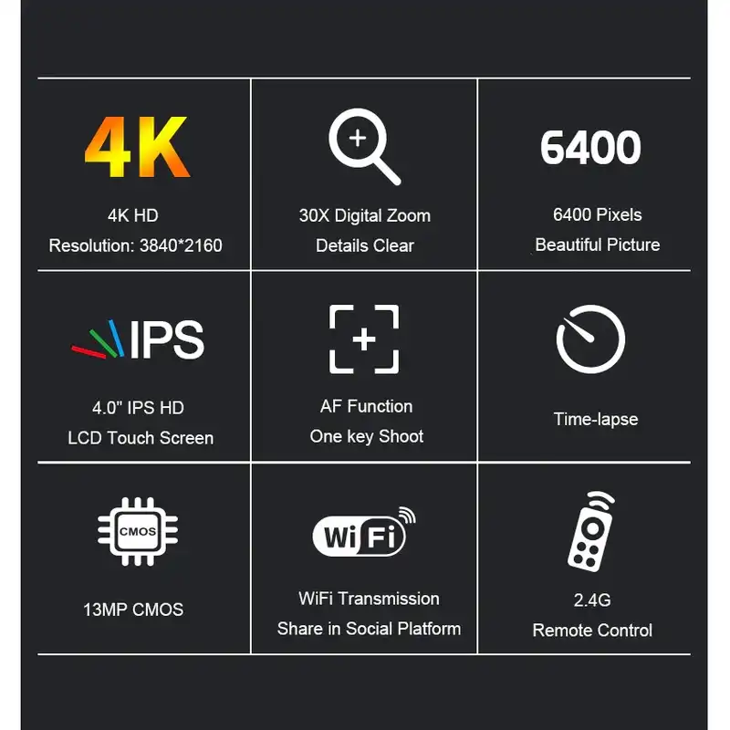 دوربین فیلم برداری مدل 4K Ultra HD 64MP Streaming 4.0 With 32G SD Card