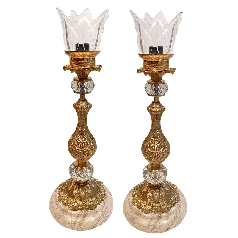 شمعدان برنجی مدل امپراتور کد S-4294 بسته دو عددی 