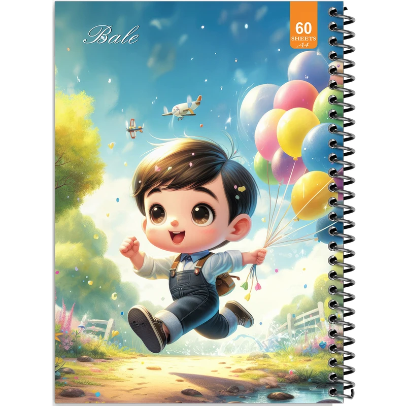 دفتر نقاشی 60 برگ انتشارات بله طرح فانتزی پسرانه بادکنک کد A4-O194
