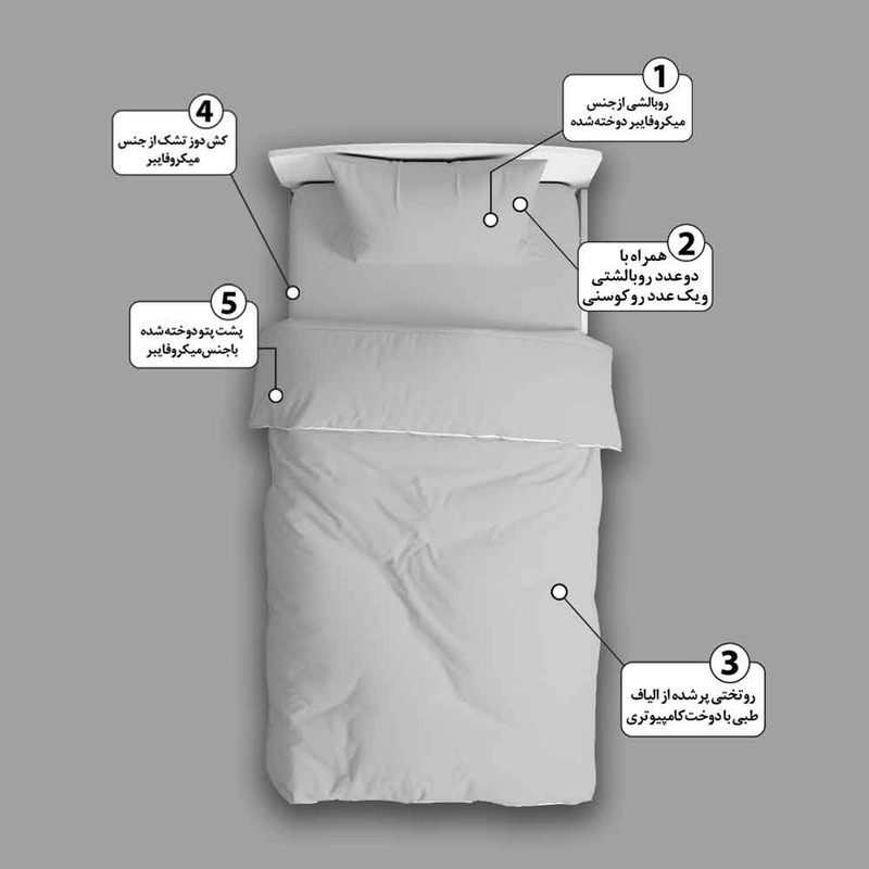 سرویس روتختی مدل بره 5408 تک نفره 5 تکه