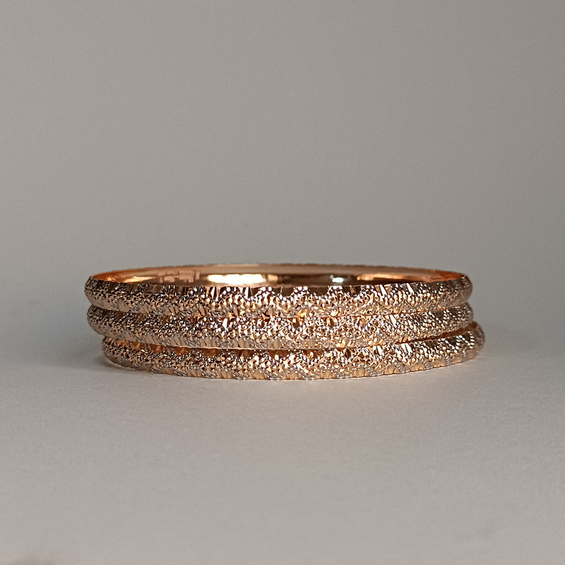 النگو طلا 18 عیار زنانه مدل تراش کد T197s1 بسته 3 عددی