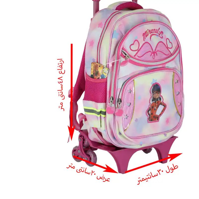 کوله پشتی چرخ دار طرح دخترکفشدوزکی کد tt6600