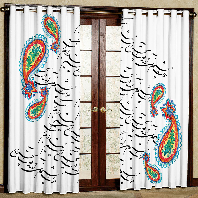 پرده مدل شعر و بته جقه هازان پانچی کد 1366 سایز 140x200 سانتی متر