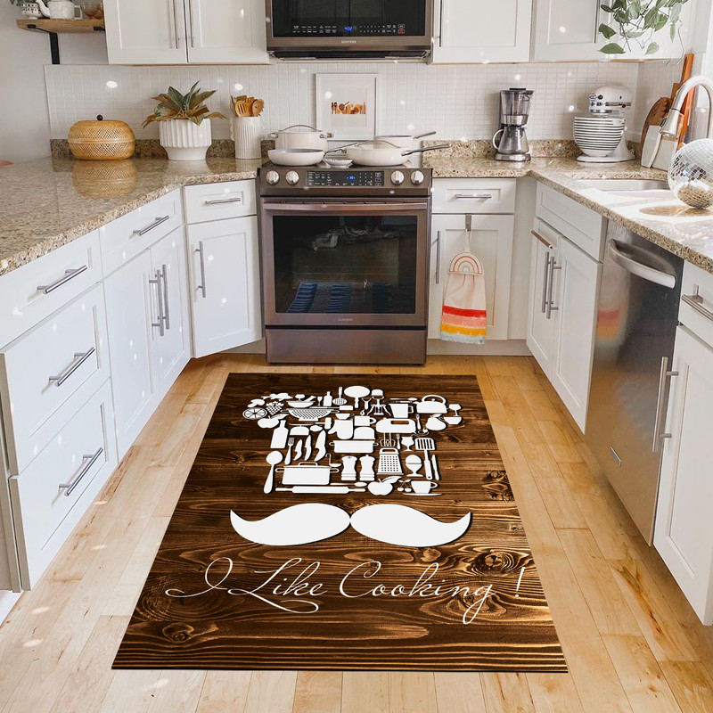 فرش پارچه ای طرح آشپزخانه مدل فانتزی آقای سرشپز 6004