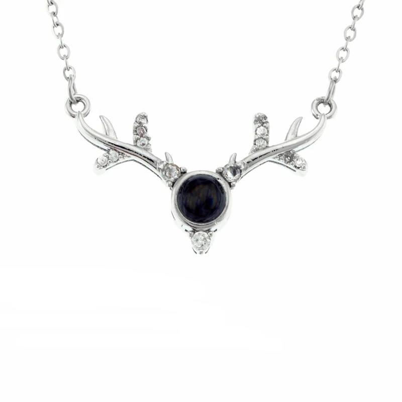 گردنبند زنانه برانت مدل دوستت دارم به صد زبان دنیا طرح شاخ گوزن