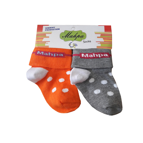 جوراب دخترانه مهپا مدل خالدار لب برگردان مجموعه 2 عددی