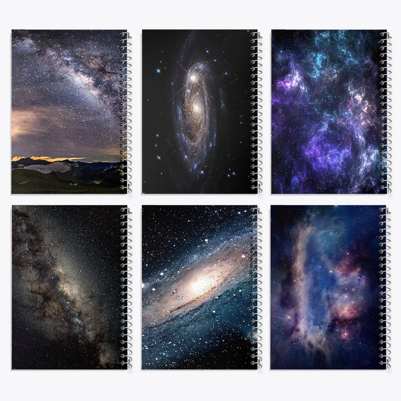 دفتر مشق 50 برگ خندالو طرح کهکشان کد 407 مجموعه 6 عددی